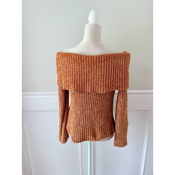 Forever 21 Chenille Off the Shoulder Sweater Goldenrod Yellow S - Picture 4 of 5